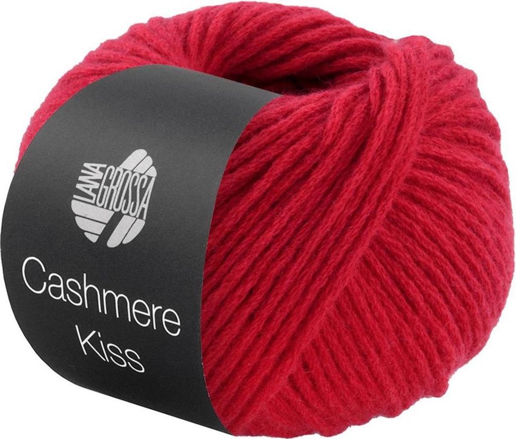 A ball of red yarn with a black label.