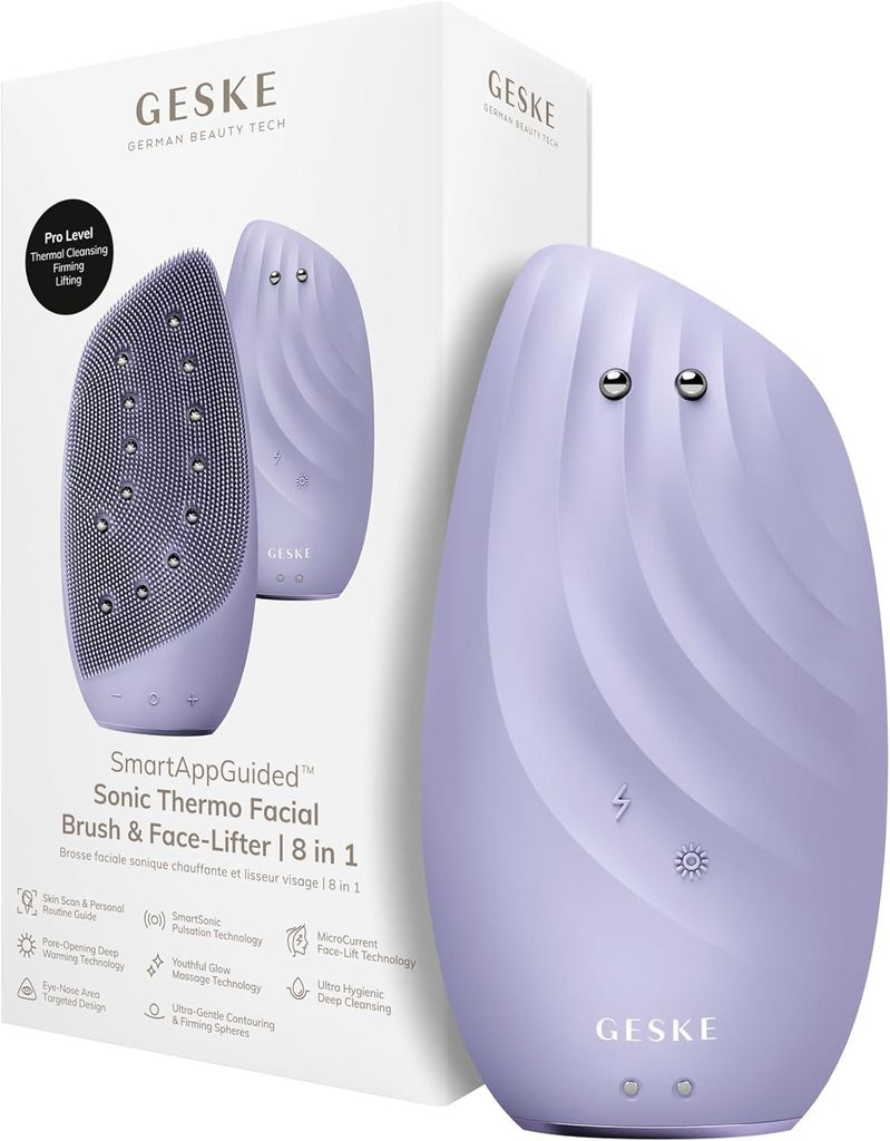 Elektrische Gesichtsreinigungsbürste 8 in 1 Silikon Gesichtsmassagegerät mit Wärmefunktion Anti Aging Hautpflege Gerät für Tiefenreinigung & L...