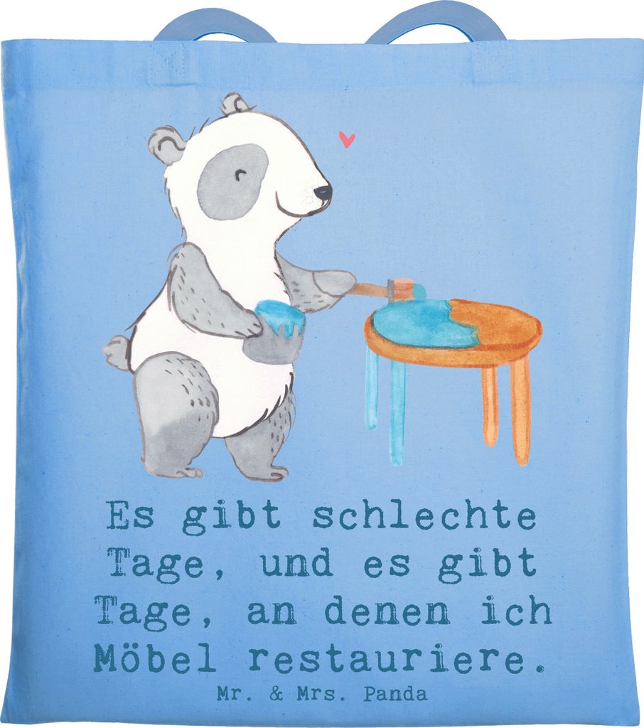 Mr. & Mrs. Panda Beutel Panda Möbel restaurieren - Sky Blue - Geschenk, Einkaufstüte, Laptoptasche, Antike, Handwerk, canvas tasche, Restaurator,...