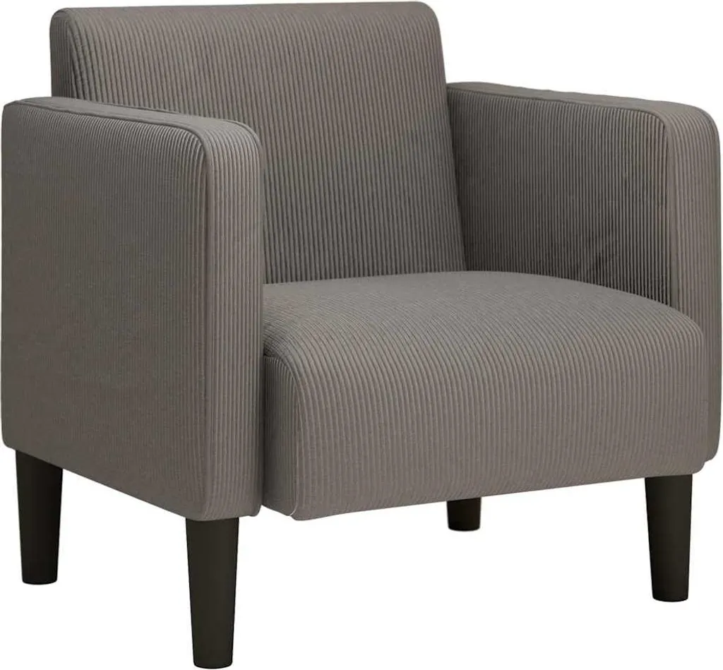 Fauteuil velours côtelé gris clair 54 cm : design moderne et grand confort