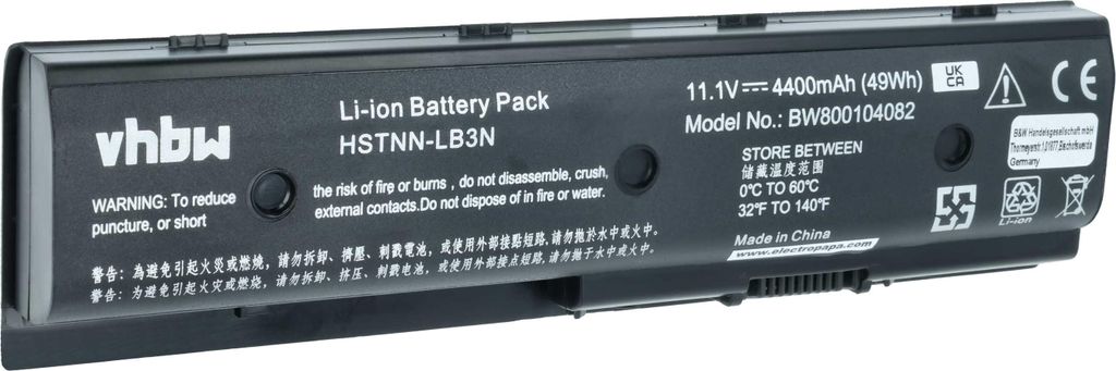 vhbw Akku kompatibel mit HP CompaQ Pavilion DV6-7099, DV6-7002 TX, DV6-7002TX, DV4-5099, DV6-7000, DV4-5000 Notebook (4400 mAh, 11,1 V, Li-Ion)