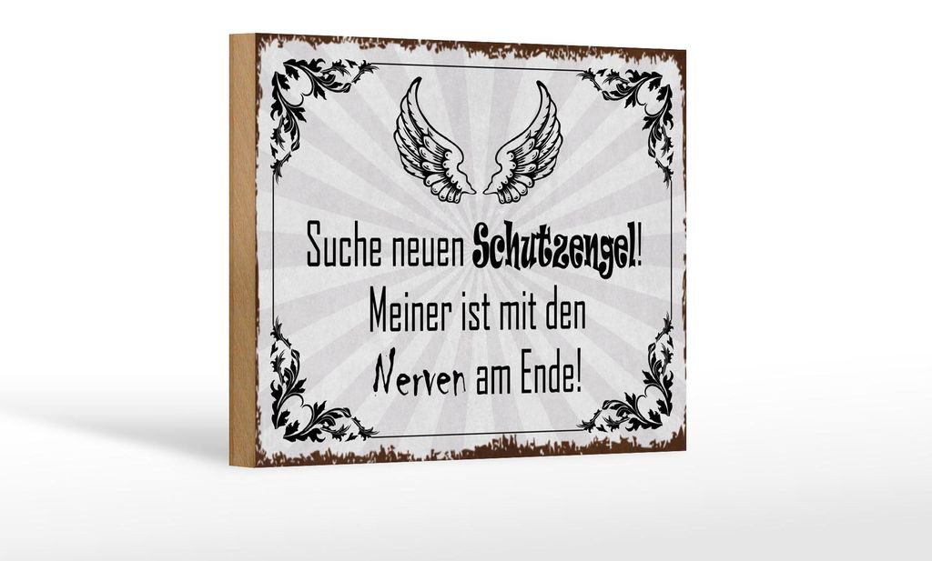 Holzschild Spruch 18x12cm suche neuen Schutzengel