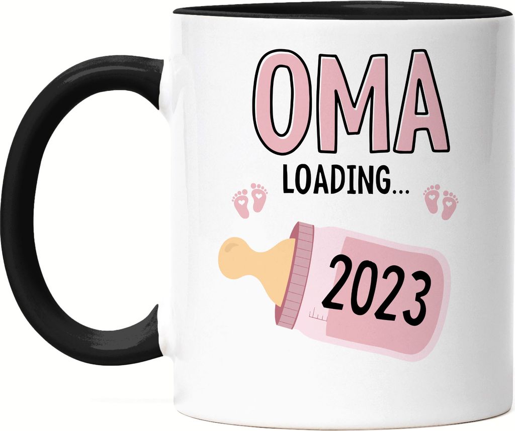 Oma Loading 2023 Tasse Schwarz Geschenk Werdende Oma Babynews Mit Ladebalken Schwangerschaft Geschenkidee