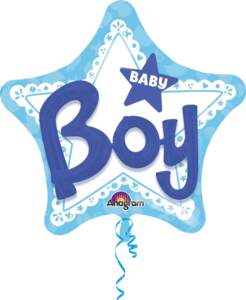 amscan Folienballon Multi Stern Baby Boy Ø81cm