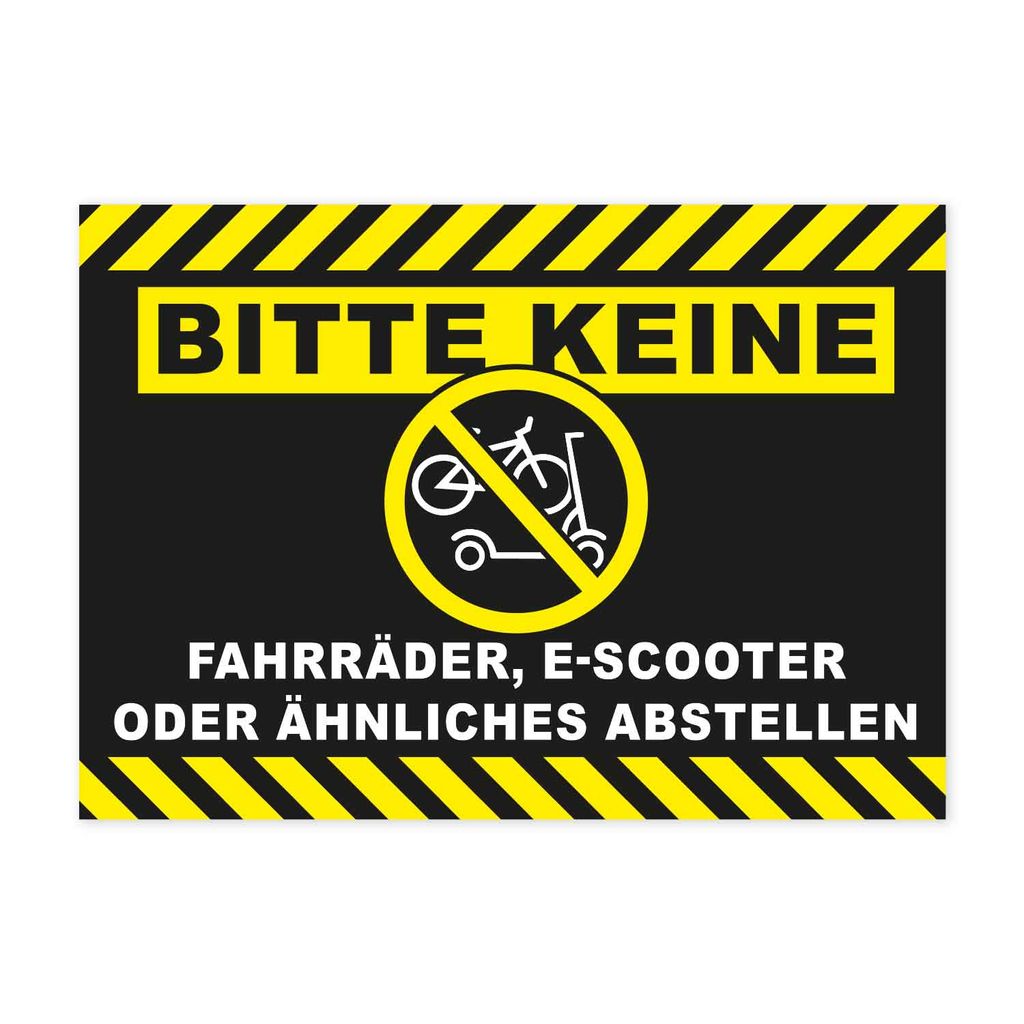 2er Set Hinweis-Aufkleber Bitte keine Fahrräder, E-Scooter oder ähnliches abstellen I DIN A6 I Gebotsaufkleber Verbotsaufkleber für City-Roller ...