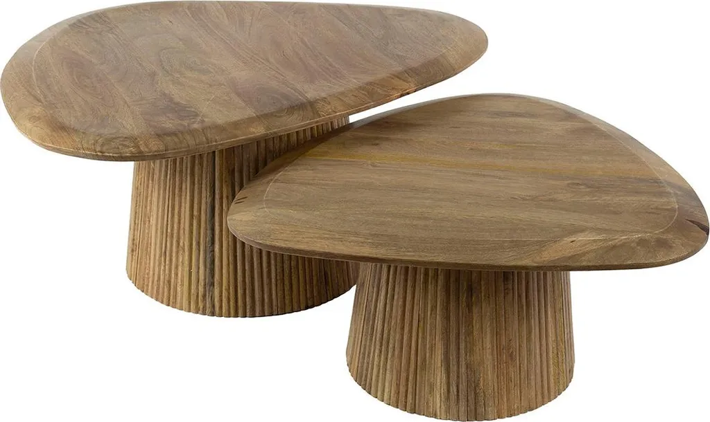 Tables basses modulables pour grand salon - Lisa Design Dayo bois massif
