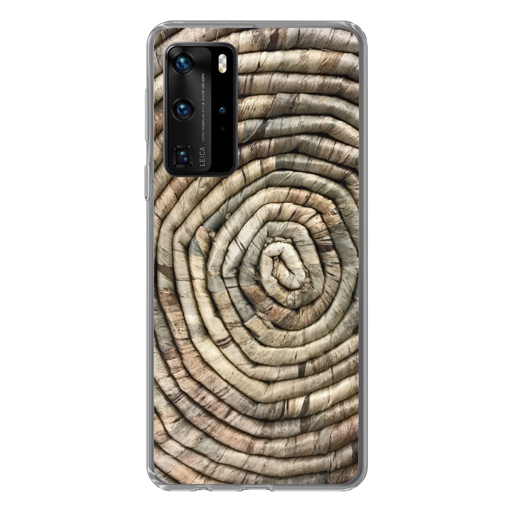 MuchoWow Handyhülle Schutzhülle Hülle für Huawei P40 Pro Kreis - Schilf - Korb Silikon Softcase Handy Hülle - Schutz