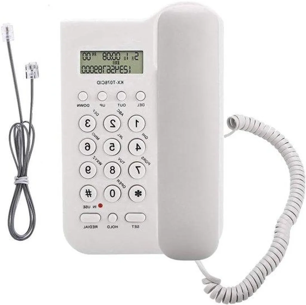 Téléphone fixe filaire blanc à écran numérique et câble extensible Soft