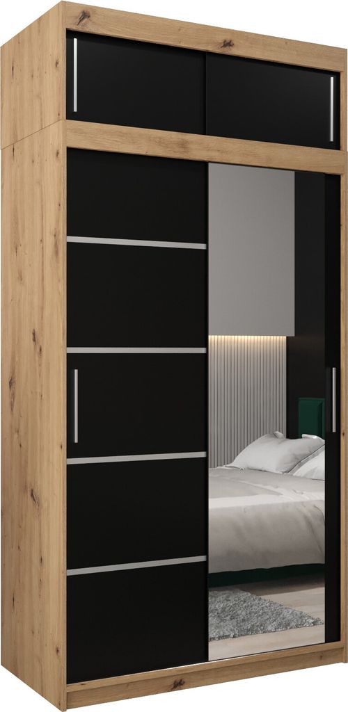 Kleiderschrank, Schiebetürenschrank Schlafzimmer, Schrank VERONA 2 120 mit Aufsatz, Höhe 240 cm