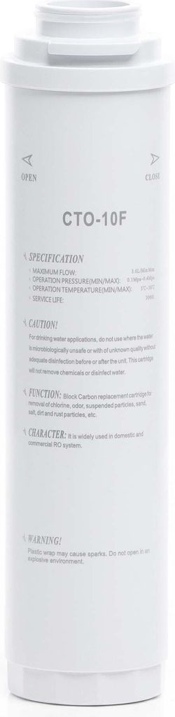 Naturewater CTO-10F Aktivkohle Block Filter 10 Zoll (254 mm) 5 μ Ersatz Wasserfilter, Umkehrosmose Filter, Ersatz Filterkartusche, Trinkwasserfilter