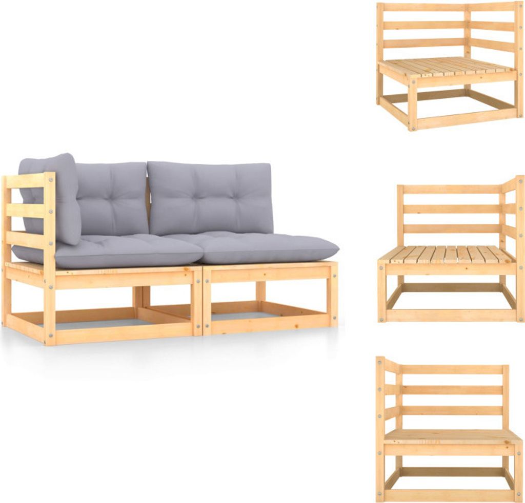 vidaXL 2-tlg. Garten-Lounge-Set mit Kissen Kiefer Massivholz - Gartensofaelemente