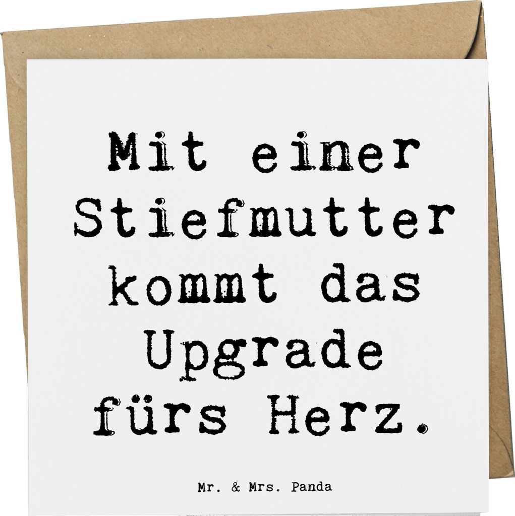 Mr. & Mrs. Panda Glückwunschkarte Spruch Herz Stiefmutter - Weiß - Geschenk, faltkarte, Jubiläen, Liebe, Familienbindung, anlasskarte, Upgrade, ...