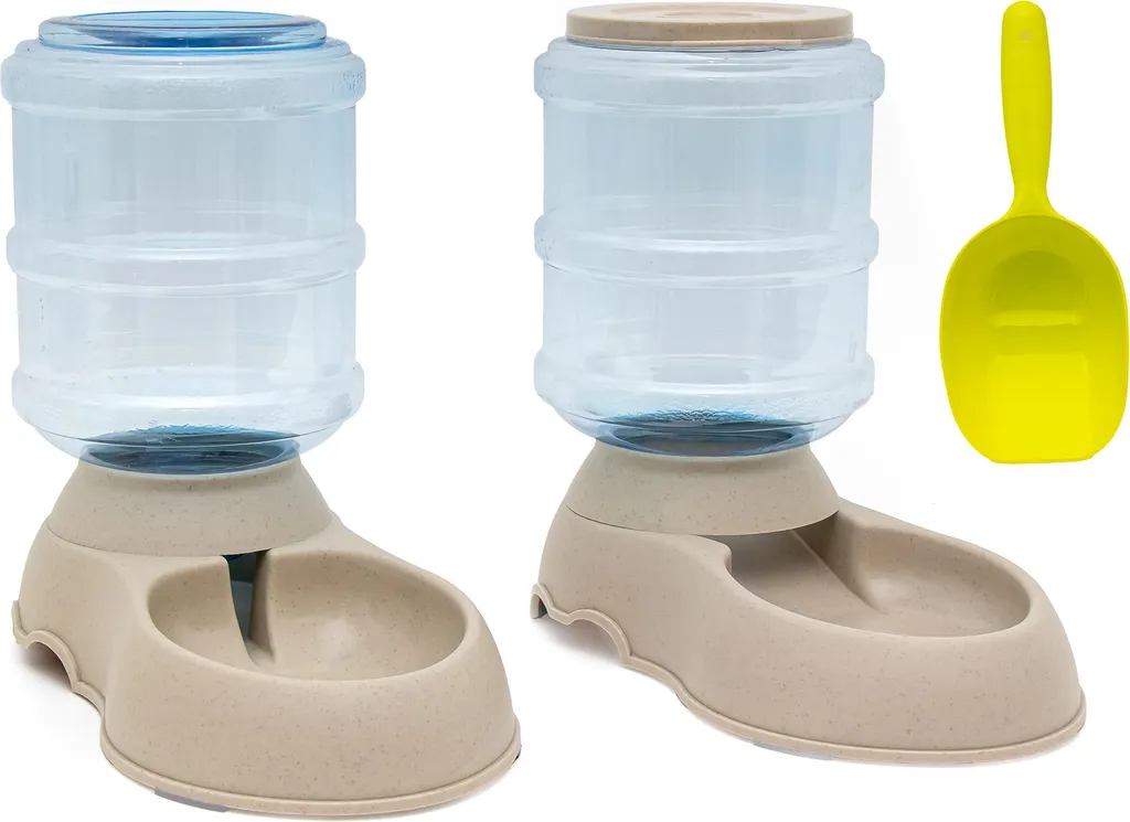 Dispenser Cibo e Acqua Intirilife 3,6L per Cani e Gatti - Set Grigio