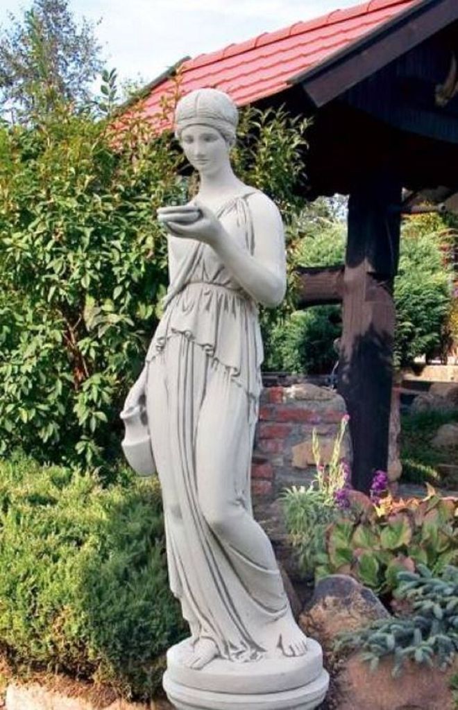 Casa Padrino Jugendstil Garten Deko Skulptur Grau H. 165 cm - Elegante Garten Deko Stein Figur - Barock & Jugendstil Garten Deko Accessoires - Gart...