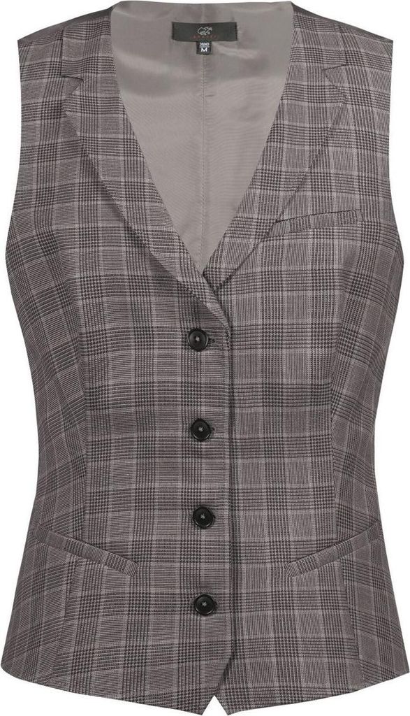 Greiff GASTRO MODA Damen Kellner-Weste Regular-Fit Glencheck Taupe XS