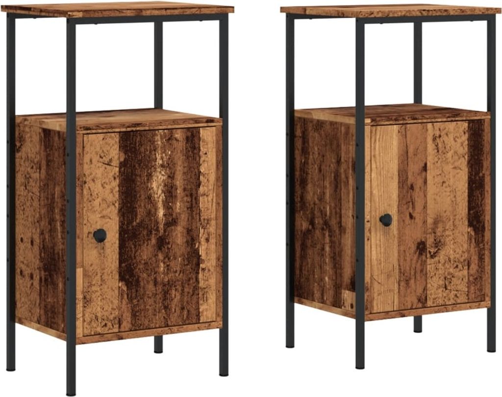 Nachttische 2 Stk. Altholz-Optik 41x31x80 cm Holzwerkstoff