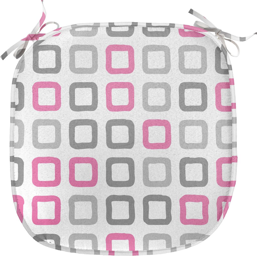 ABAKUHAUS Geometrisch Polster für Esszimmerstühle, Quadratische Felder Bild, Dekoratives wasserfestes Kissen mit Riemen für Küchensitze, 40 cm ...