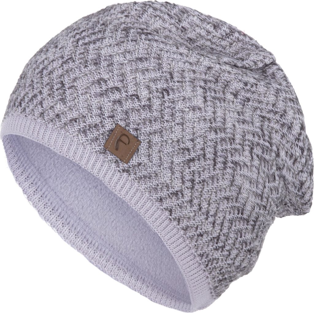 Faera Damen Wintermütze meliertes Strickmuster Fleece Futter Beanie Mütze Strickmütze, Farbe:Hellgrau