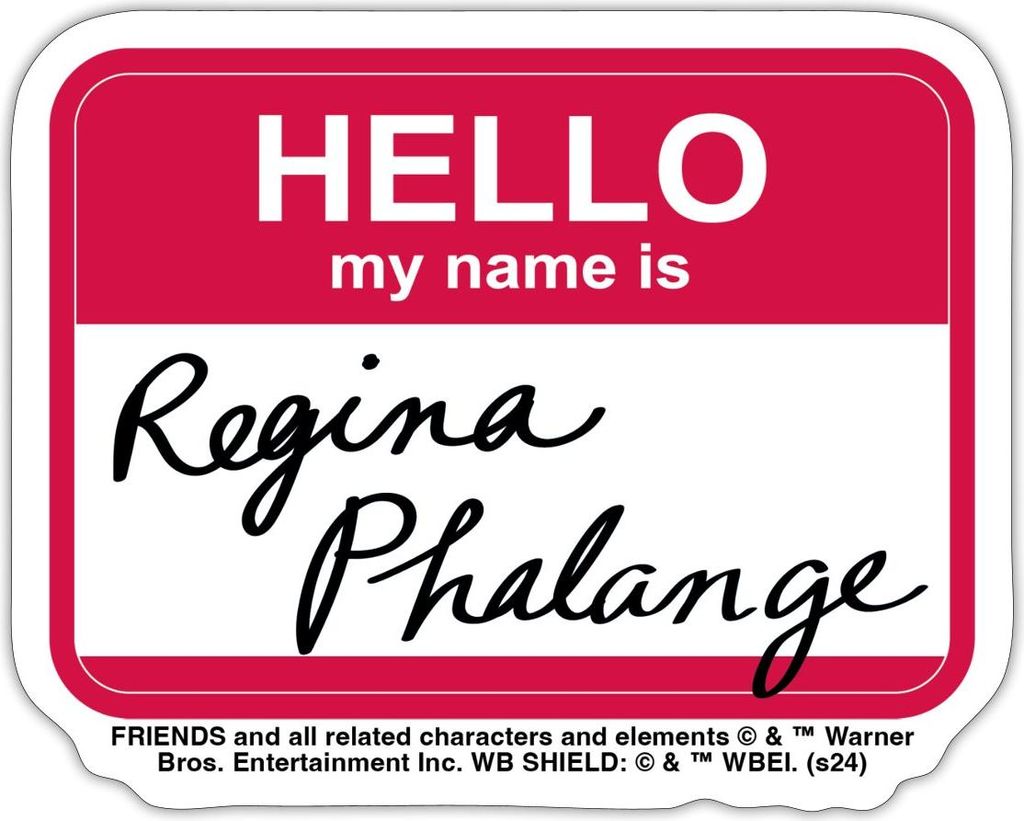Spreadshirt Friends Regina Phalange Namensschild-Design Sticker Aufkleber, 10 x 10 cm, Mattweiß