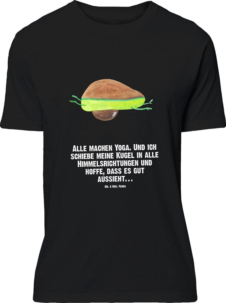 Mr. & Mrs. Panda Größe L T-Shirt Avocado Yoga - Schwarz - Geschenk, Hilfe, mit Spruch, Shirt, Unsportlich, Tshirt, Haha, Bauch, Humor