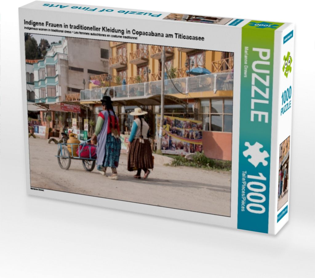 Calvendo Indigene Frauen in traditioneller Kleidung in Copacabana am Titicacasee 1000 Teile Puzzle quer 640x480mm, Drews Marianne; 7440339