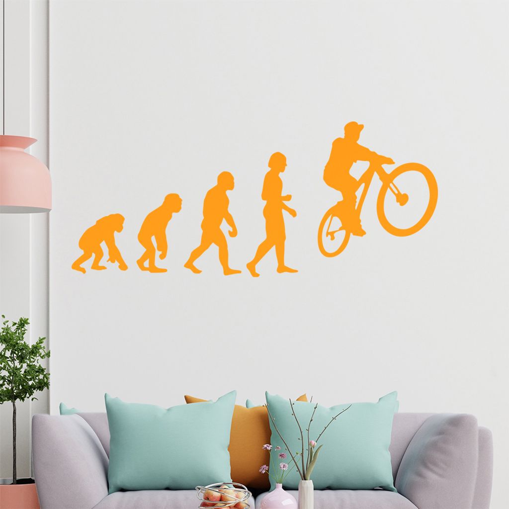 KIWISTAR Evolution BMX-Fahrer Charles Darwin Wandtattoo in 6 Größen - Wandaufkleber Wall Sticker - Dekoration, Küche, Wohnzimmer, Schlafzimmer, ...
