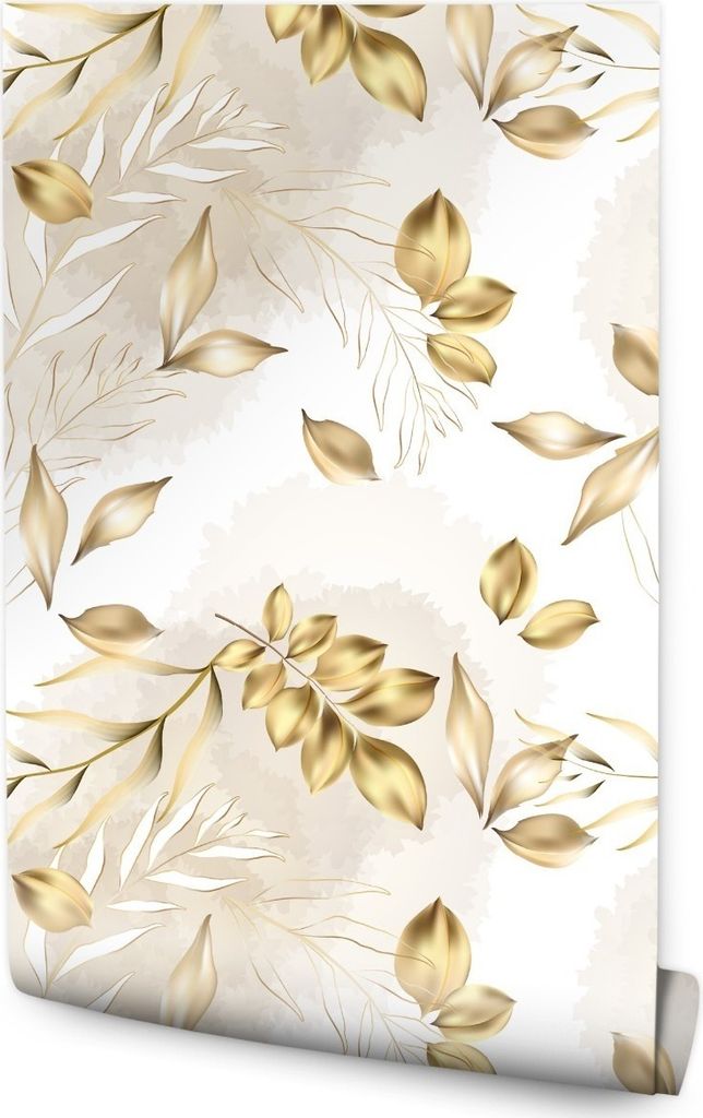 10m VLIES TAPETE Rolle Goldene Blaetter Natur Pflanzen Aquarell Hintergrund 6572