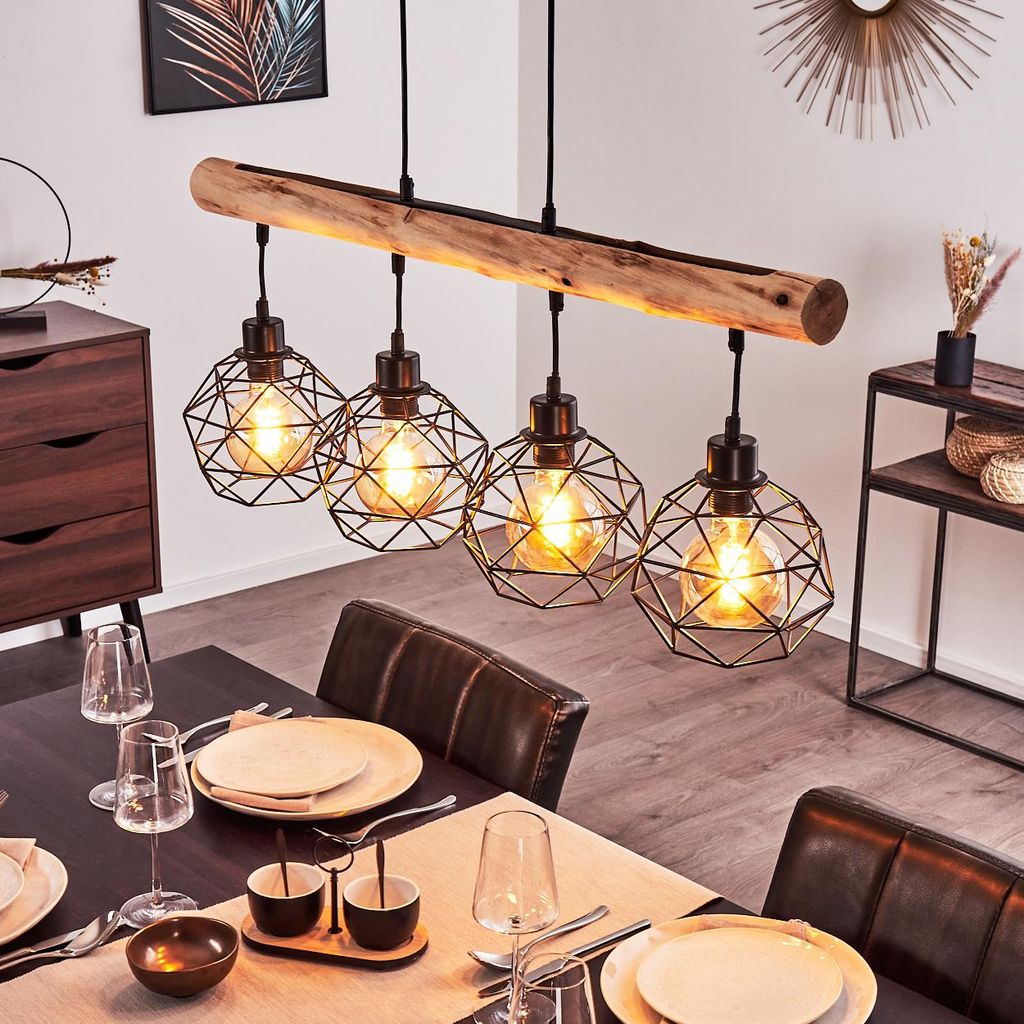 Torano »Torano« längliche Hängelampe aus Metall/Holz in Produktbild 