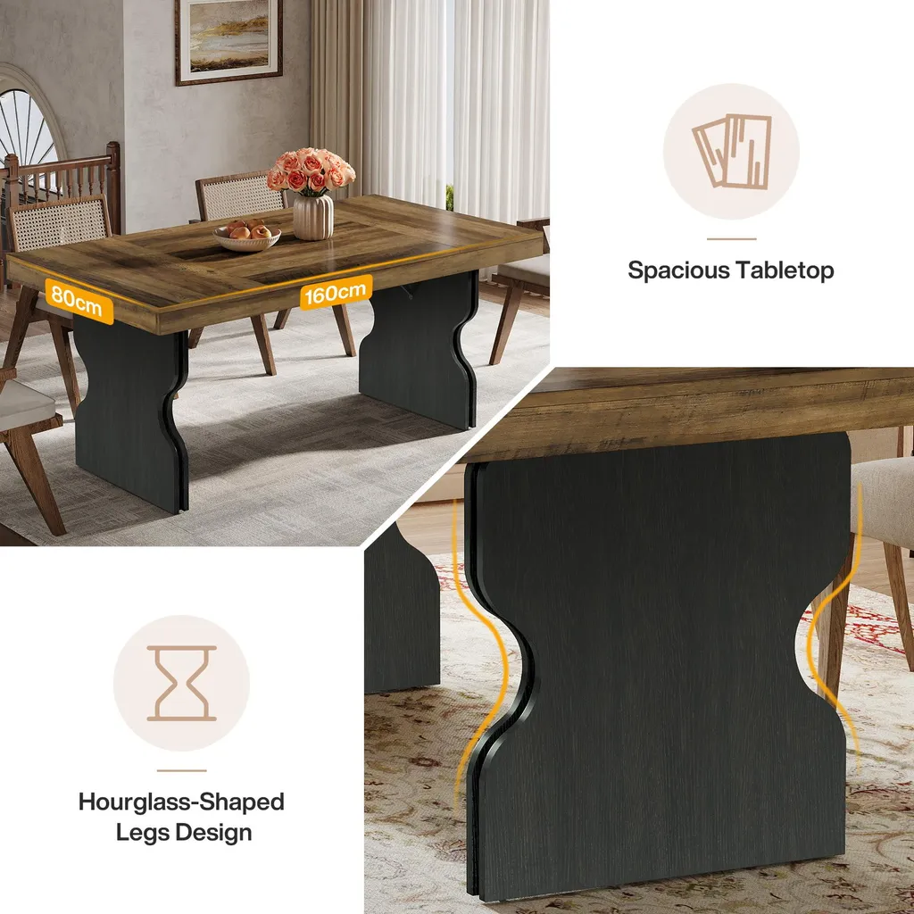 Table rectangulaire stable en MDF rustique meuble de séjour durable - 8