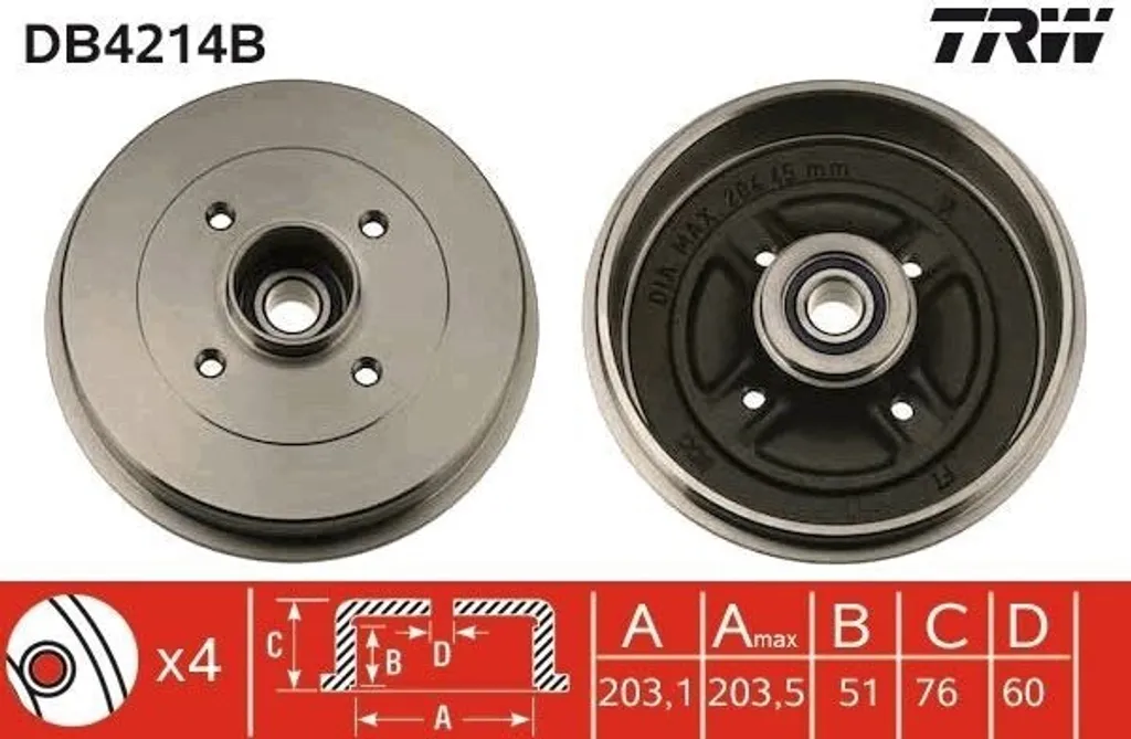 Éliminez les bruits de freinage avec le tambour TRW DB4214B pour Twingo 1