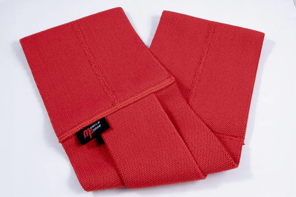 Manches de développé-couché rouges pour musculation et powerlifting