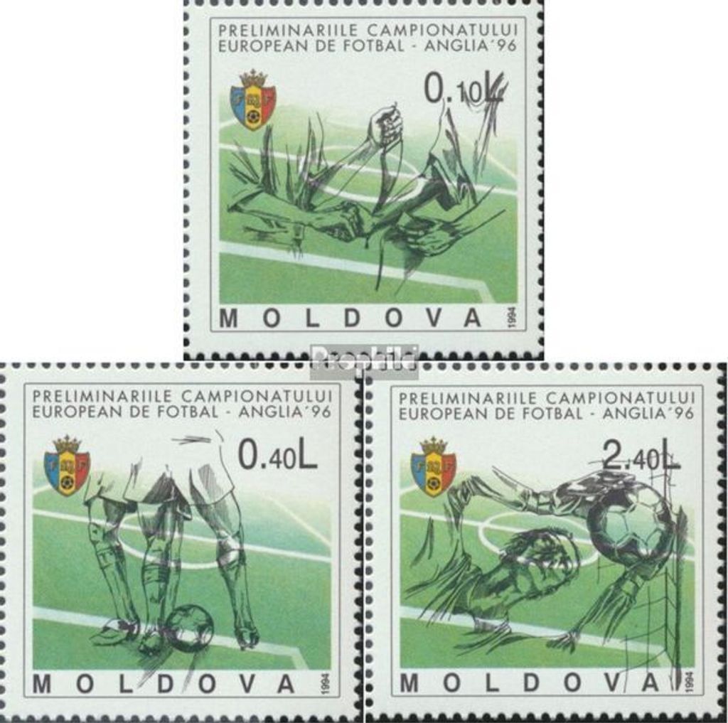Briefmarken Moldawien 1994 Mi 133-135 (kompl.Ausg.) postfrisch Fußball