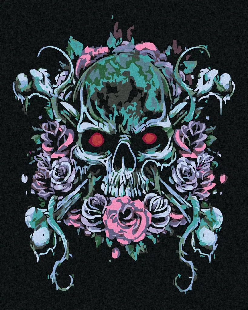 Zuty - Pittura con diamanti - TESTA E SGUARDO ROSSO, 40x50 cm, senza cornice e senza tela tesa