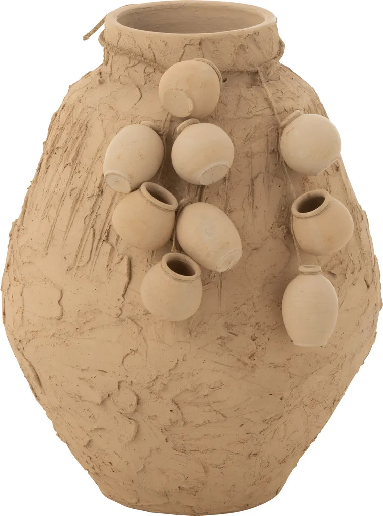 J-Line Pot de Fleur avec Suspension Ton Naturel Modèle Small pour Déco