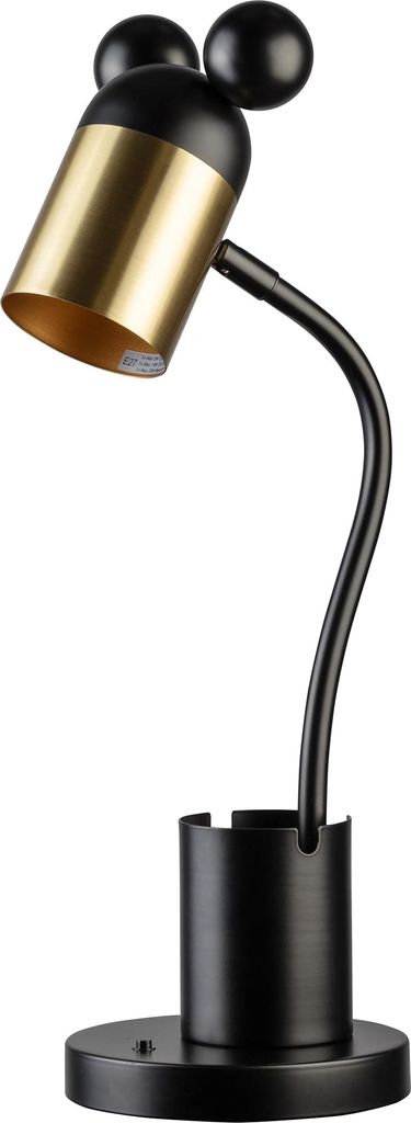 GTV - MOUSE Schreibtischlampe - max.250V, 50/60Hz, 1*E27, max.25 W, ?.8 cm, IP20, schwarz/gold - Kinderschreibtischlampe Tischlampe Leuchten für K...