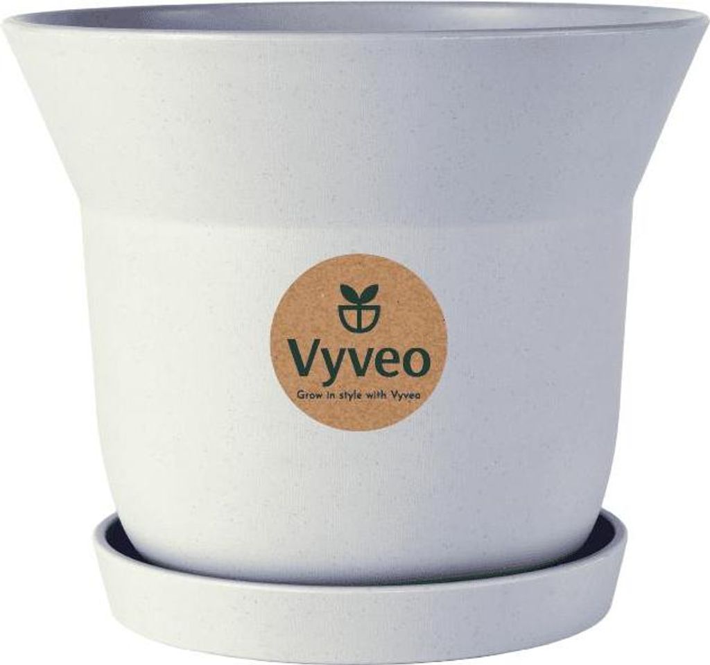 Vyveo - Blumentopf Aalta mit Untersetzer - Hellgrau - 20x17