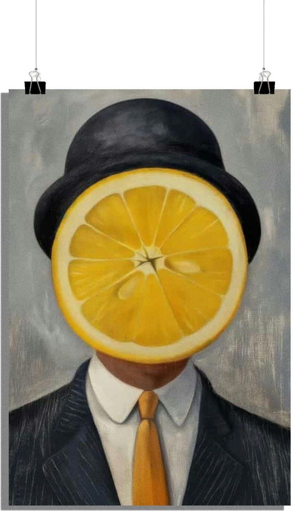Zitronenkopf Poster - Anzug Poster - Hut Poster - Surrealismus Poster - Gemälde Poster - 51x71cm - Perfekt zum Einrahmen