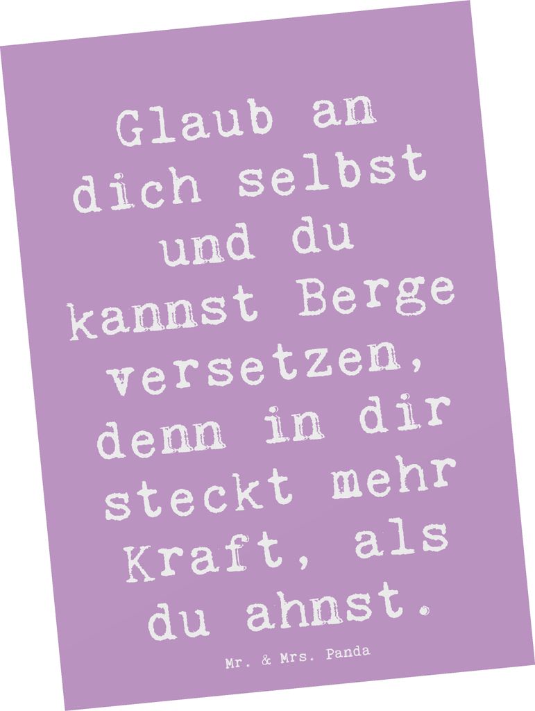 Mr. & Mrs. Panda Grußkarte Spruch Selbstvertrauen stärken - Lavendeltraum - Geschenk, Glaub an dich selbst, positive Energie, innere Stärke, Zuv...