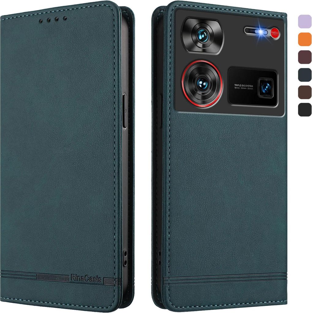 Hülle für ZTE Nubia Z60 Ultra, Retro Kunstleder Ständer Klapphülle mit Kartenfächer und Magnetische Grün