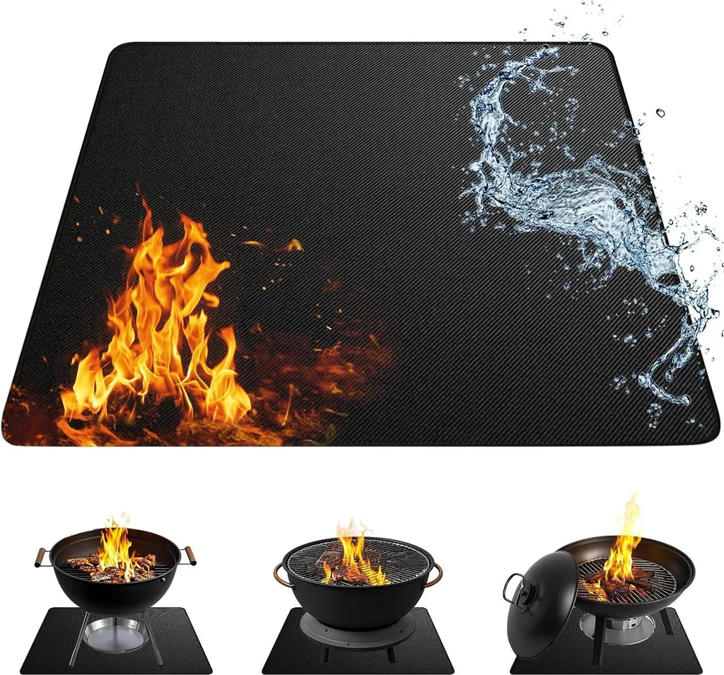 Tapis de sol brasero anti-brûlure 100x100cm, protège la terrasse du feu