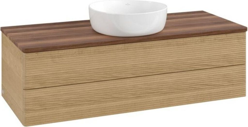 V&B Waschtischunterschrank mit Frontstruktur Antao 120x36x50cm, WBP-farbe w. wal, honey oak