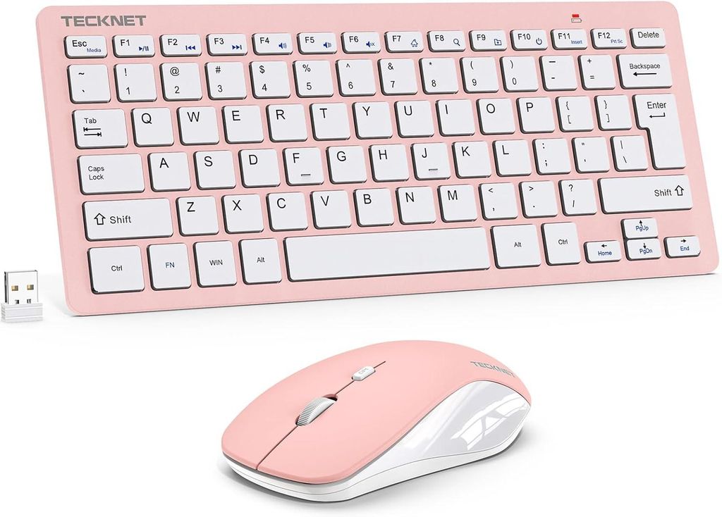 Kabelloses Tastatur Maus Set, Deutsch QWERTZ Layout, 2.4 GHz Funk Mini Tastatur Mouse, 15m Reichweite Verbindung, Wireless Leise Funktastatur mit Maus
