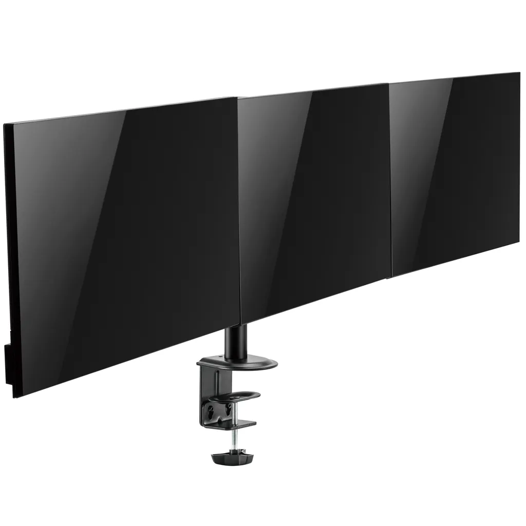 Support triple écran ergonomique pour bureau - Idéal télétravail 27"