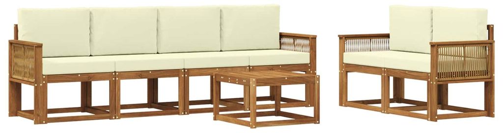 vidaXL Outdoor-Sofagarnitur 7 pcs Natur und Creme Polyester