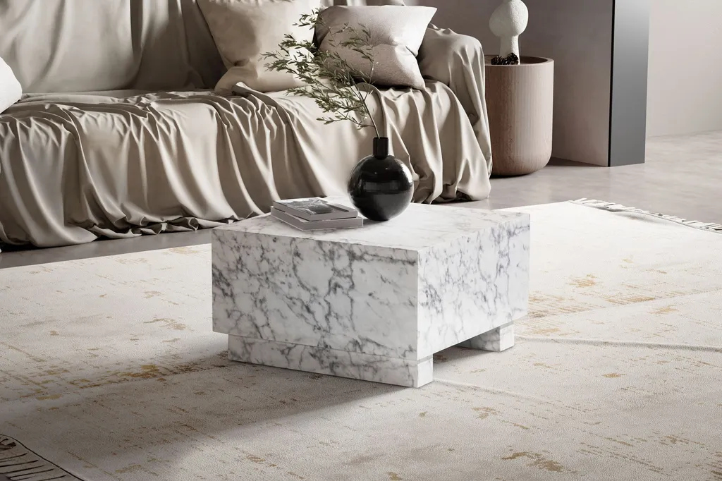 Table basse carrée 60 cm pour salon avec rangement télécommandes - 3