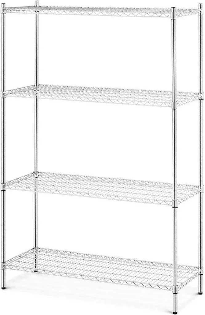 Armoire métallique chromée 180 cm de haut avec tablettes réglables grises