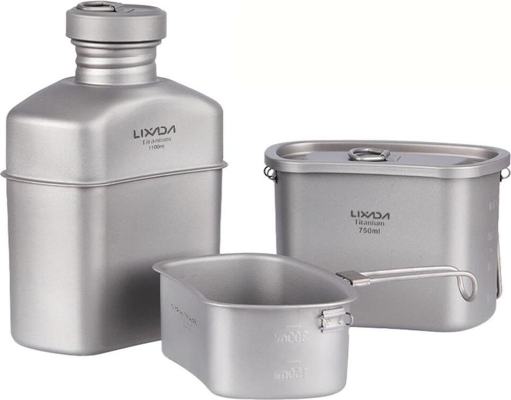 Lixada Titanium Water Bottle Outdoor Field Mug Set Obrázek produktu 