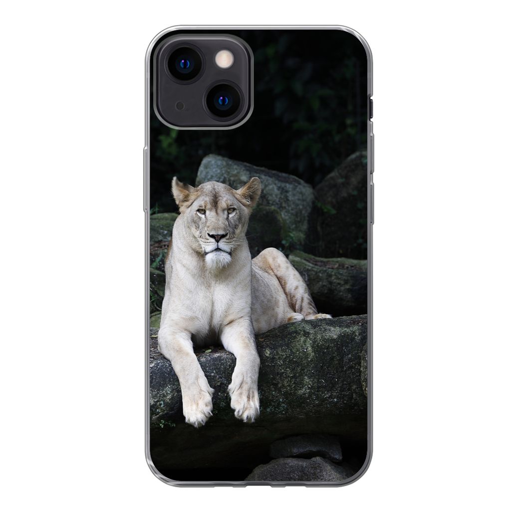 MuchoWow Handyhülle Schutzhülle Hülle für iPhone 13 Löwe - Wilde Tiere - Porträt Silikon Softcase Handy Hülle - Karteninhaber