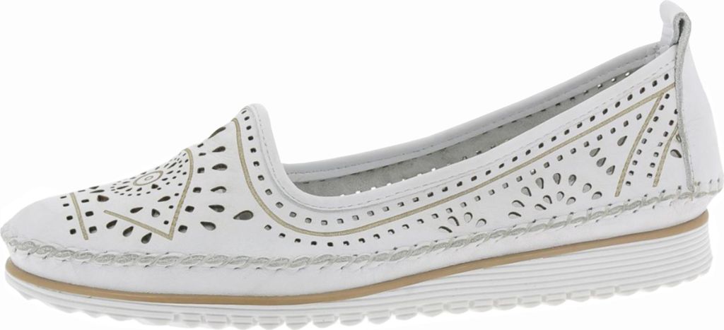 Andrea Conti Damen Slipper Leder florale Cutouts Keilabsatz mit Streifen 0021712, Größe:42 EU, Farbe:Weiß