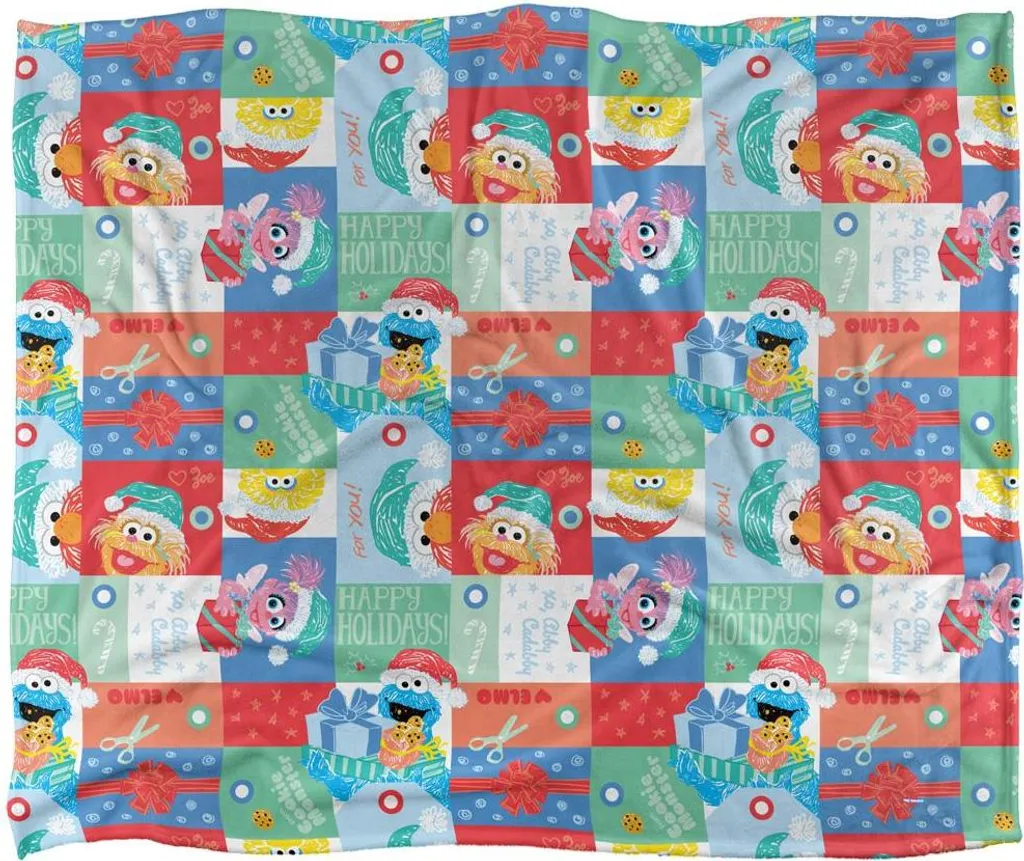 Couverture Noël Sesame Street TV24376 Supersoft Soyeuse et Très Douce